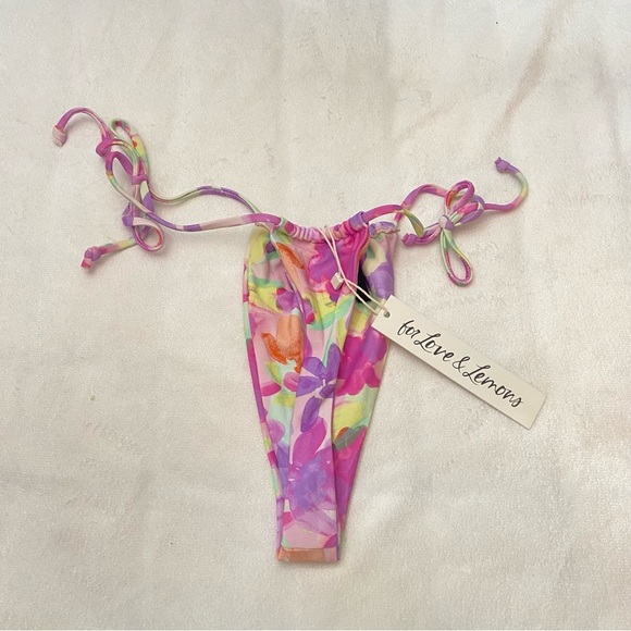 New! For Love And Lemons Colorful Floral Cydney Thong Bikini Bottom 1938 - Picture 6 of 10